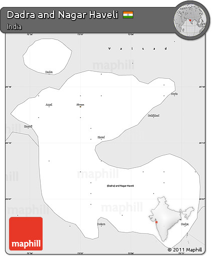 Silver Style Simple Map of Dadra and Nagar Haveli