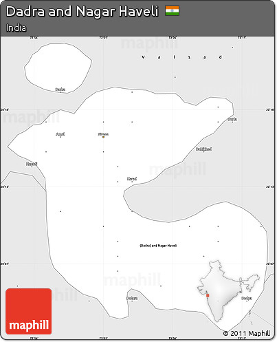 Silver Style Simple Map of Dadra and Nagar Haveli