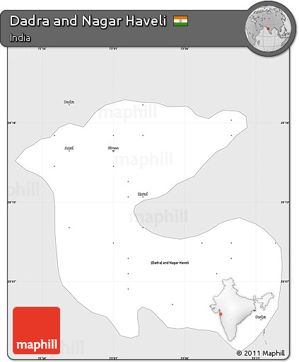 Silver Style Simple Map of Dadra and Nagar Haveli, single color outside