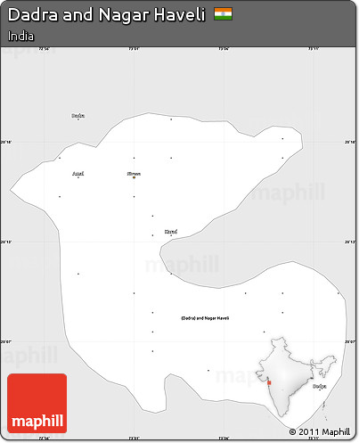 Silver Style Simple Map of Dadra and Nagar Haveli, single color outside