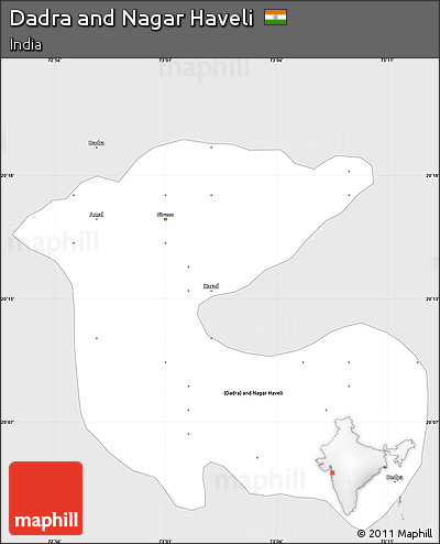 Silver Style Simple Map of Dadra and Nagar Haveli, single color outside