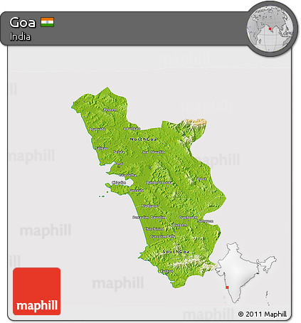 3d Map Of Goa Free Physical 3D Map Of Goa, Cropped Outside