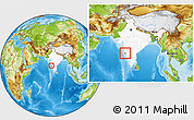 Physical Location Map of Goa, highlighted country, within the entire country