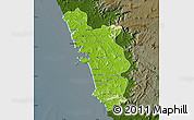 Physical Map of Goa, darken