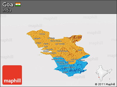 Political Panoramic Map of Goa, cropped outside