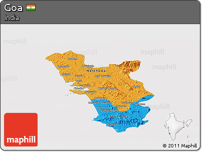 Political Panoramic Map of Goa, cropped outside