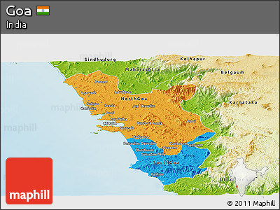 Political Panoramic Map of Goa, physical outside