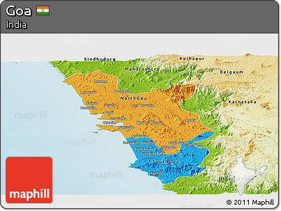 Political Panoramic Map of Goa, physical outside