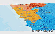 Political Panoramic Map of Goa, political shades outside
