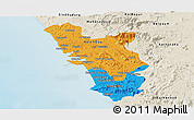 Political Panoramic Map of Goa, shaded relief outside
