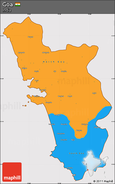Political Simple Map of Goa, cropped outside
