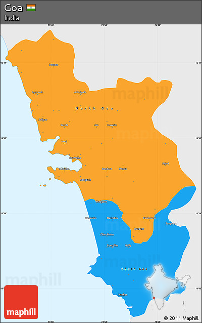 Political Simple Map of Goa, single color outside