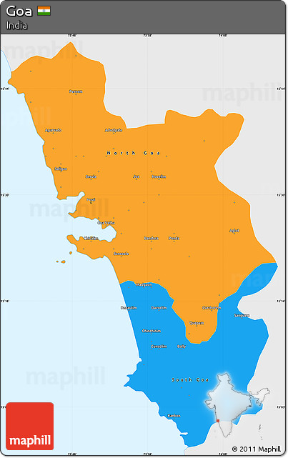 Political Simple Map of Goa, single color outside