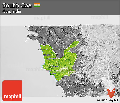 Physical 3D Map of South Goa, desaturated