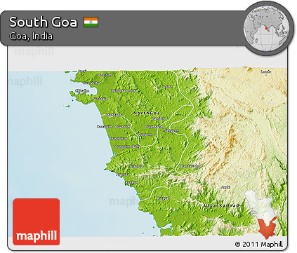 Physical 3D Map of South Goa