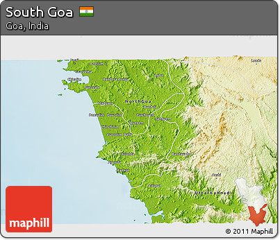 Physical 3D Map of South Goa
