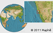 Satellite Location Map of South Goa, highlighted parent region