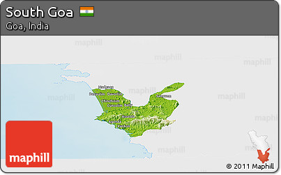 Physical Panoramic Map of South Goa, single color outside