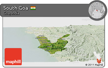Satellite Panoramic Map of South Goa, lighten