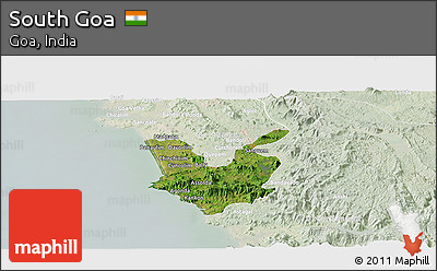 Satellite Panoramic Map of South Goa, lighten