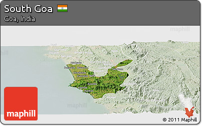 Satellite Panoramic Map of South Goa, lighten