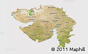 Satellite 3D Map of Gujarat, cropped outside