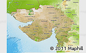 Satellite 3D Map of Gujarat, physical outside
