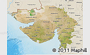 Satellite 3D Map of Gujarat, shaded relief outside