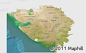 Satellite 3D Map of Gujarat, single color outside