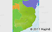 Physical Map of Bhavnagar, political outside