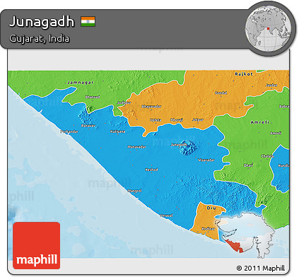 Political 3D Map of Junagadh