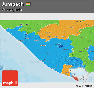 Political 3D Map of Junagadh