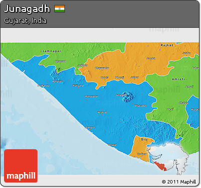 Political 3D Map of Junagadh