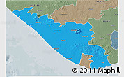 Political 3D Map of Junagadh, semi-desaturated