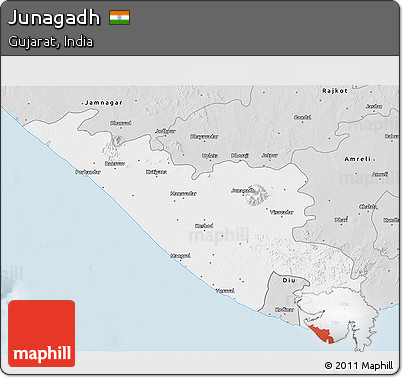 Silver Style 3D Map of Junagadh