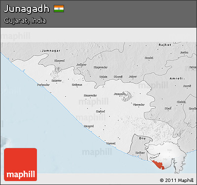 Silver Style 3D Map of Junagadh
