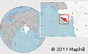 Gray Location Map of Junagadh, highlighted country, hill shading