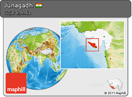 Physical Location Map of Junagadh, highlighted parent region