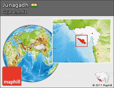 Physical Location Map of Junagadh, highlighted parent region