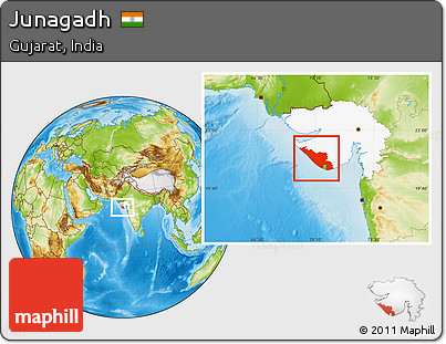 Physical Location Map of Junagadh, highlighted parent region