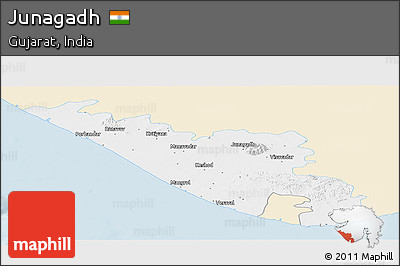 Classic Style Panoramic Map of Junagadh, single color outside