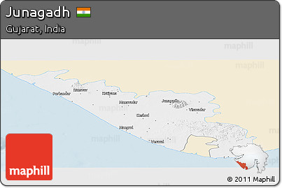 Classic Style Panoramic Map of Junagadh, single color outside