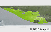 Physical Panoramic Map of Junagadh, darken, semi-desaturated