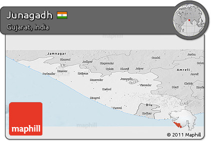 Silver Style Panoramic Map of Junagadh
