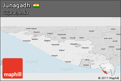 Silver Style Panoramic Map of Junagadh