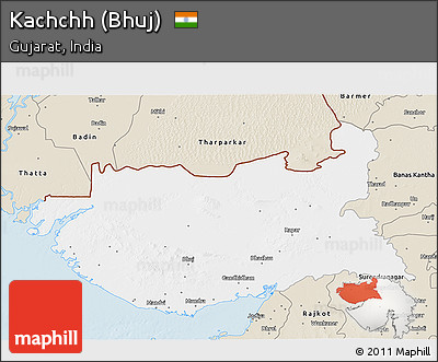 Classic Style 3D Map of Kachchh (Bhuj)
