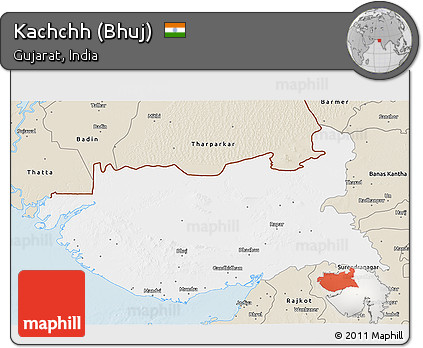 Classic Style 3D Map of Kachchh (Bhuj)