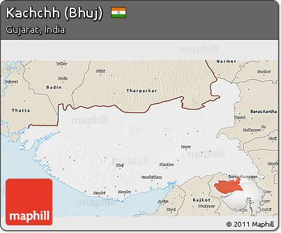 Classic Style 3D Map of Kachchh (Bhuj)