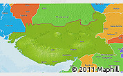 Physical 3D Map of Kachchh (Bhuj), political outside