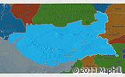Political 3D Map of Kachchh (Bhuj), darken